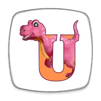 U - DINOSAURE, personnalisable - Magnet carré - blanc - Devant