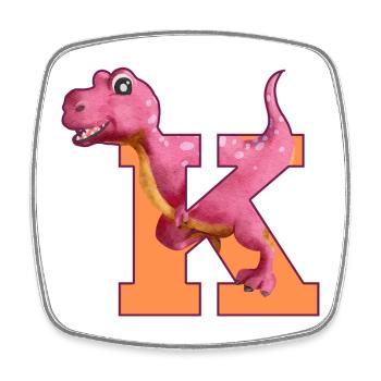 K - DINOSAURIER, Personalisierbar - Viereckiger Kühlschrankmagnet - Weiß - Vorne