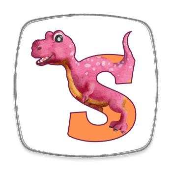 S - DINOSAURIER, Personalisierbar - Viereckiger Kühlschrankmagnet - Weiß - Vorne