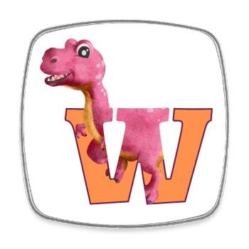 W - DINOSAURIER, Personalisierbar - Viereckiger Kühlschrankmagnet - Weiß - Vorne