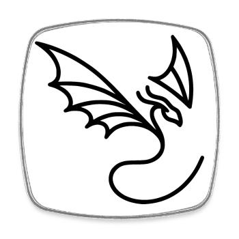 Fliegender Drache in Lineart - Viereckiger Kühlschrankmagnet - Weiß - Vorne