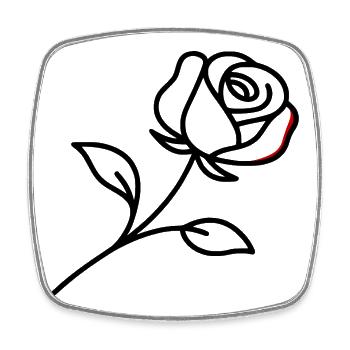 minimalist reclining rose - Square fridge magnet - white - Front