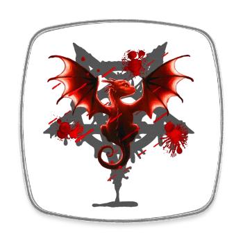 Drachen motive, pentagram muster, Blutflecken - Viereckiger Kühlschrankmagnet - Weiß - Vorne