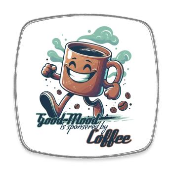 Good mood coffee mug gift - Square fridge magnet - white - Front