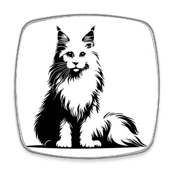Maine Coon Cat - Square fridge magnet - white - Front