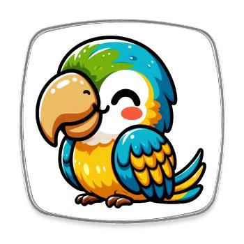 Parrot - Square fridge magnet - white - Front