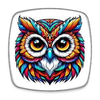 Owl - Square fridge magnet - white - Front