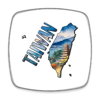 Aquarell Landkarte Taiwan - Viereckiger Kühlschrankmagnet - Weiß - Vorne