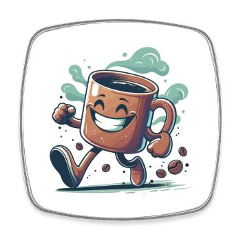 Good Mood Coffee Mug Gift - Square fridge magnet - white - Front