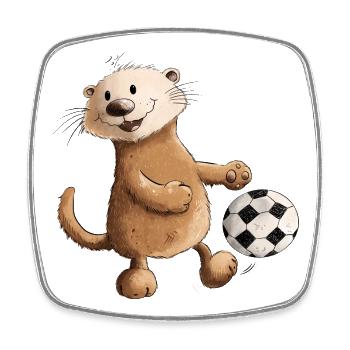 Drollige Otter Spielt Fußball - Viereckiger Kühlschrankmagnet - Weiß - Vorne