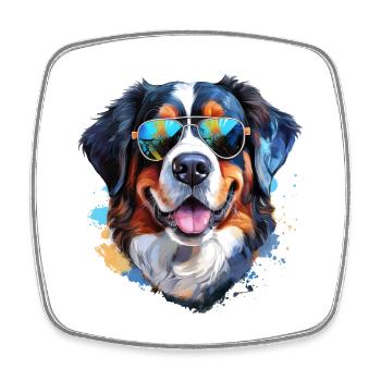 Bouvier bernois avec lunettes de soleil - Magnet carré - blanc - Devant