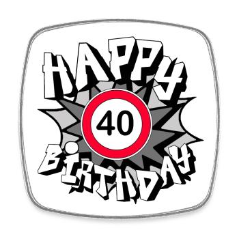 40.Geburtstag , Happy Birthday 40 (25) - Viereckiger Kühlschrankmagnet - Weiß - Vorne
