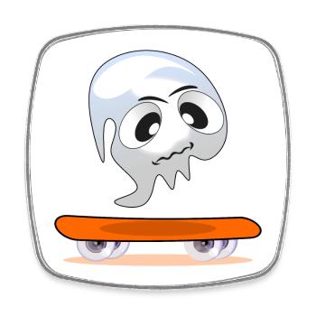 HALLOWEEN KOSTÜME GESPENSTER SKATEBOARD - Viereckiger Kühlschrankmagnet - Weiß - Vorne