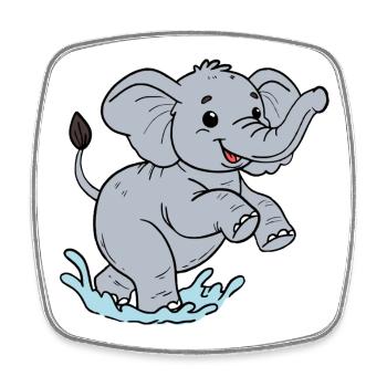 Elefant - Viereckiger Kühlschrankmagnet - Weiß - Vorne