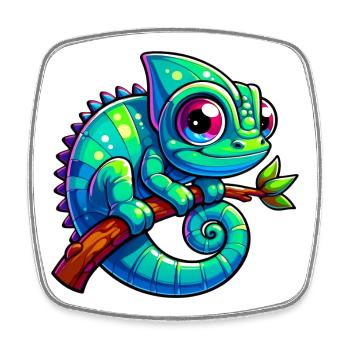 Caméléon - Magnet carré - blanc - Devant