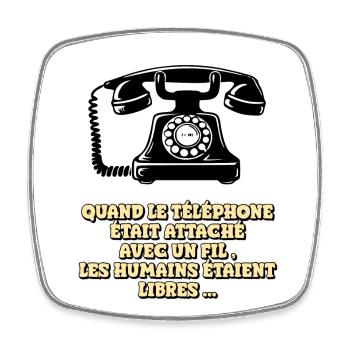 Wenn das Telefon ein Kabel hatte - Viereckiger Kühlschrankmagnet - Weiß - Vorne