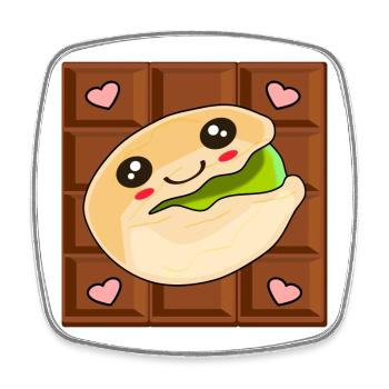 KAWAII CHOCOLAT PISTACHE - Magnet carré - blanc - Devant