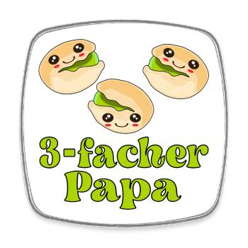 Dreifacher Papa - Vatertag 3 Kinder - Pistazien - Viereckiger Kühlschrankmagnet - Weiß - Vorne