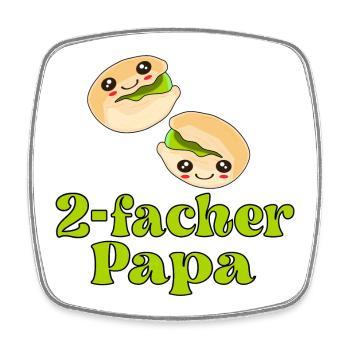 2. Kind - Zweifacher Papa Vater - Viereckiger Kühlschrankmagnet - Weiß - Vorne