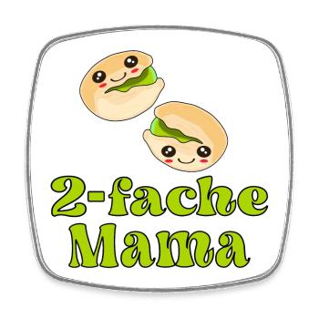 Zweifache Mama - Geburt Baby Pistazien - Viereckiger Kühlschrankmagnet - Weiß - Vorne