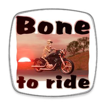 Os à conduire - squelette sur moto - Magnet carré - blanc - Devant