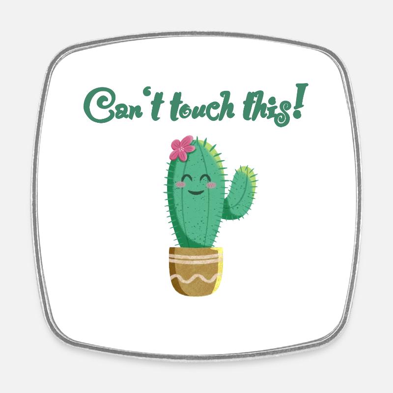 süßer Kaktus mit Spruch Can‘t touch this - Viereckiger Kühlschrankmagnet - Weiß