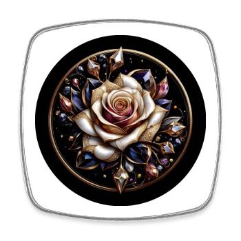 Rose im Diamantkranz - Rose Diamant Edelstein - Viereckiger Kühlschrankmagnet - Weiß - Vorne