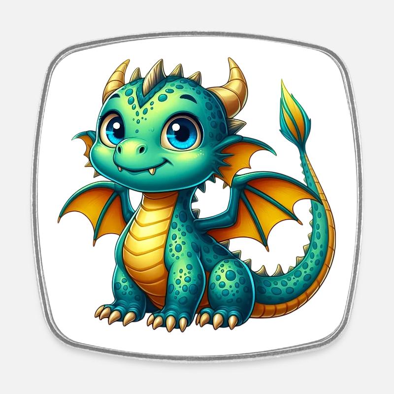 Dragon - Magnet carré - blanc