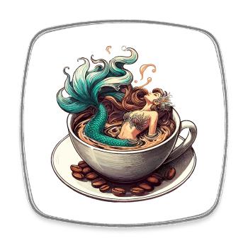 Meerjungfrau Nixe badet in Kaffee Geschenk - Viereckiger Kühlschrankmagnet - Weiß - Vorne