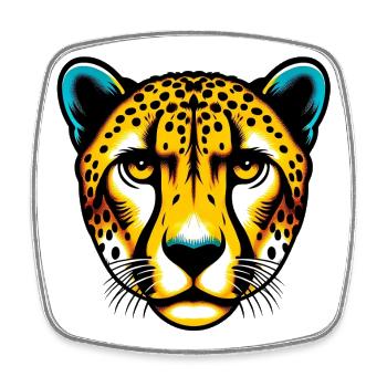 Guépard - Magnet carré - blanc - Devant