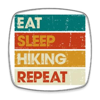 Eat Sleep Hiking Repeat Distressed Stripes - Square fridge magnet - white - Front
