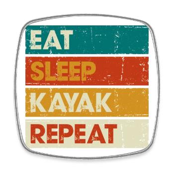Eat Sleep Kayak Repeat - Square fridge magnet - white - Front