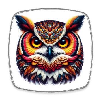 Owl - Square fridge magnet - white - Front