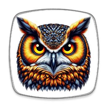 Owl - Square fridge magnet - white - Front