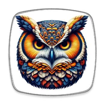 Hibou - Magnet carré - blanc - Devant