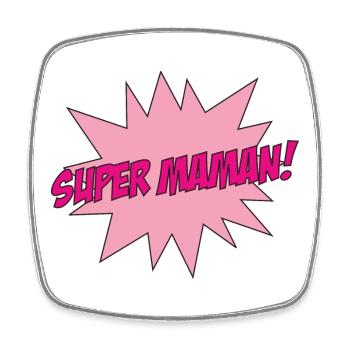 Super Maman - Fête des Mères - Magnet carré - blanc - Devant