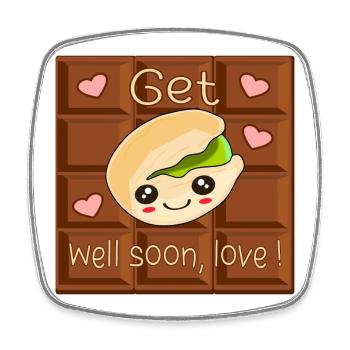 Bon rétablissement amour - Chocolat Pistache - Magnet carré - blanc - Devant