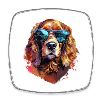 Cocker Spaniel with Sunglasses - Square fridge magnet - white - Front