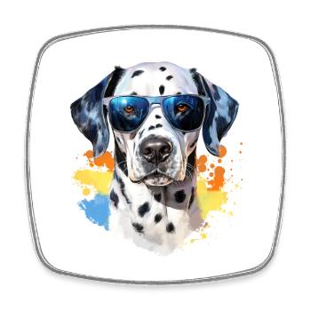 Dalmatian with sunglasses - Square fridge magnet - white - Front