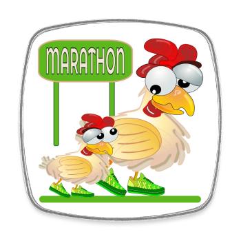 MARATHON RUNNING - GEFLÜGEL HUHN - Viereckiger Kühlschrankmagnet - Weiß - Vorne