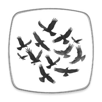 Vogelschwarm, gothic design, Animal prints - Viereckiger Kühlschrankmagnet - Weiß - Vorne