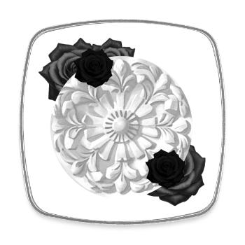 Grabstein Ornament, Rosenblüte, goth - Viereckiger Kühlschrankmagnet - Weiß - Vorne