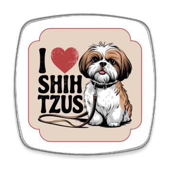 I Love Shih Tzus - pour les amoureux des chiens, les amoureux des animaux - Magnet carré - blanc - Devant