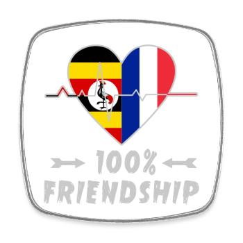 Uganda and France 100% friendship - Square fridge magnet - white - Front