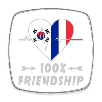 100 % amitié entre la Corée du Sud et la France - Magnet carré - blanc - Devant