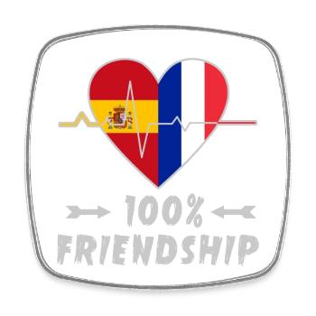 Spanien und Frankreich 100% Freundschaft - Viereckiger Kühlschrankmagnet - Weiß - Vorne