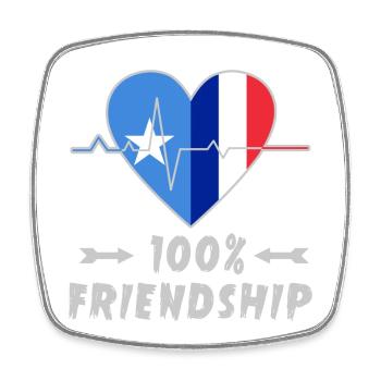 Somalia und Frankreich 100% Freundschaft - Viereckiger Kühlschrankmagnet - Weiß - Vorne