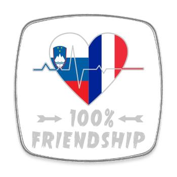 Slovenia and France 100% friendship - Square fridge magnet - white - Front