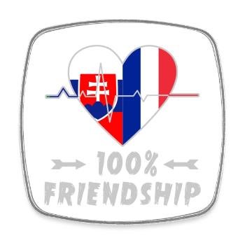 Slowakei und Frankreich 100% Freundschaft - Viereckiger Kühlschrankmagnet - Weiß - Vorne
