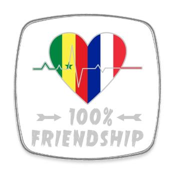 Senegal and France 100% friendship - Square fridge magnet - white - Front